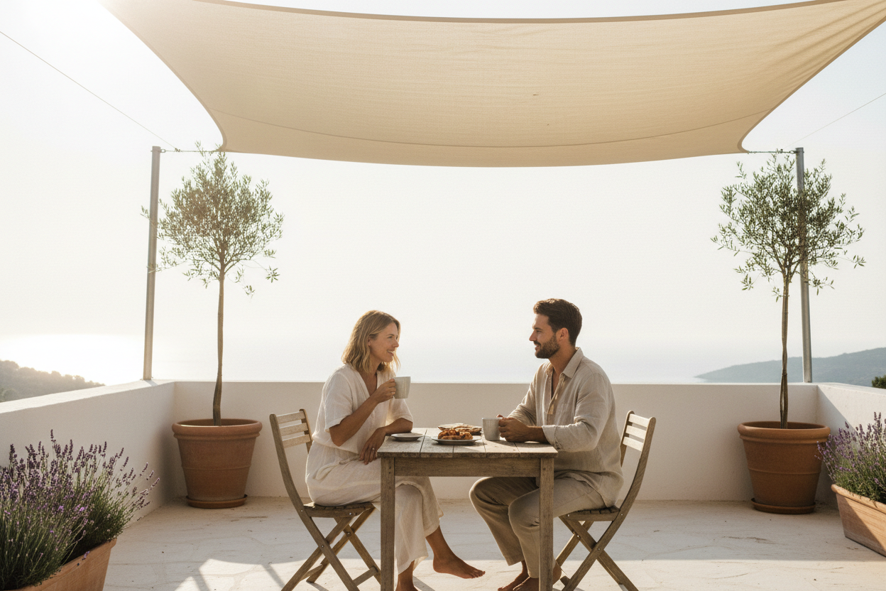 Couple terrasse matin Image